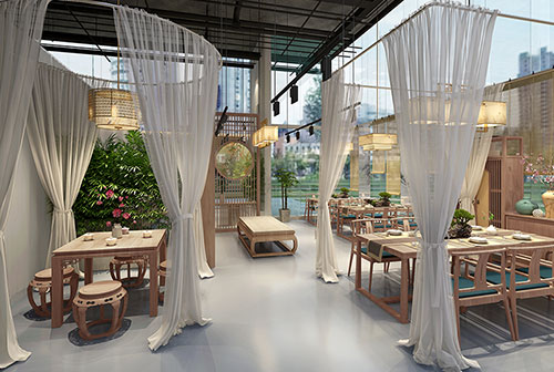 铜川200平禅意中式风格奶茶咖啡店装修设计效果图
