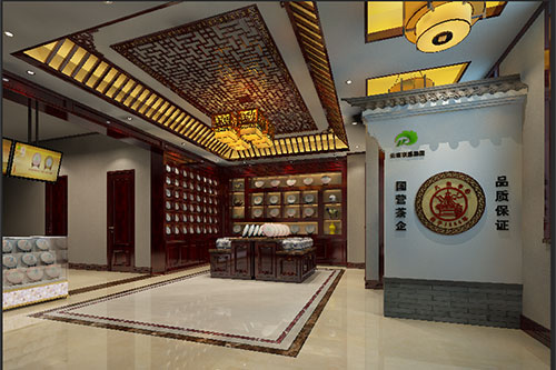 铜川古朴典雅的中式茶叶店大堂设计效果图