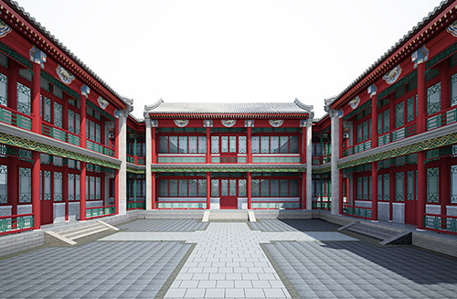 铜川北京四合院设计古建筑鸟瞰图展示